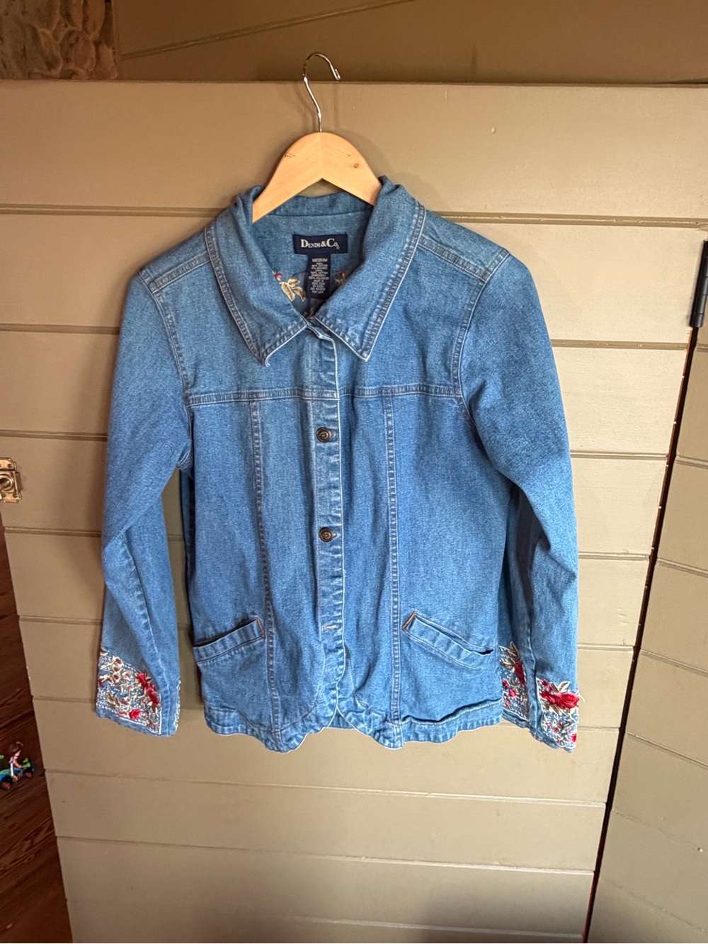 Denim&Co Light Blue Embroidered Jean Jacket for Women